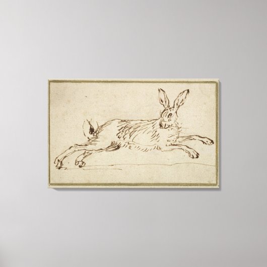 Een haas aan de gang, met gepantserde oren (pen &  canvas afdruk (Voorkant)