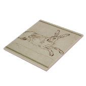 Een haas aan de gang, met gepantserde oren (pen &  tegeltje (Zijkant)