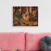 Een haas in het bos - Hoffman - kunst Canvas Afdruk (Insitu (Woonkamer))