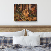 Een haas in het bos - Hoffman - kunst Canvas Afdruk (Insitu (Slaapkamer))