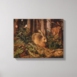 Een haas in het bos - Hoffman - Vintage Kunst Canvas Afdruk