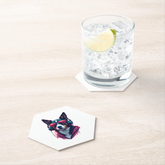 Een Habu hond met een zonnebril en een koptelefoon Kartonnen Onderzetters (Insitu)