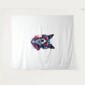 Een Habu hond met een zonnebril en een koptelefoon Wandkleed (Voorkant (horizontaal))