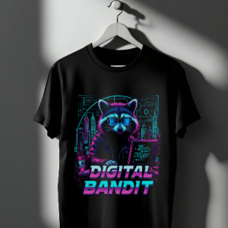 Een hacker wasbeer typt op een retro computer t-shirt