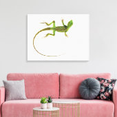 Een hagedis op zuiver witte grond canvas afdruk (Insitu (Woonkamer))