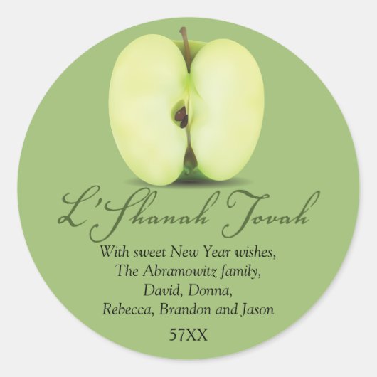 Een half groene appel Rosh Hashanah Ronde Sticker (Voorkant)