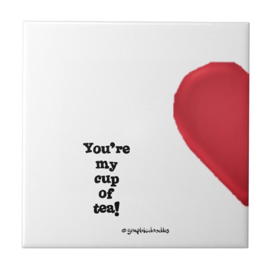 een half rood hart op een tegel tegeltje (Voorkant)