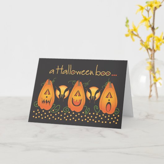Een Halloween Boo Jack O' Lantern line-up Kaart (Gele Bloem)