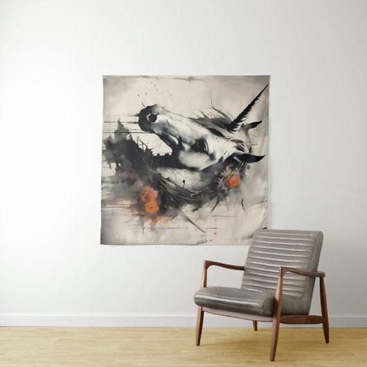 Een Halloween Eenhoorn Wandkleed (In Situ (horizontaal))