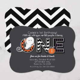 Een Halloween Herfst 1e verjaardagsfeestje Uitnodi Kaart