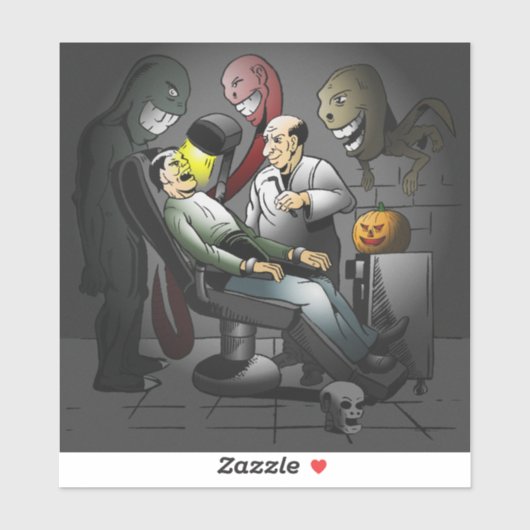 Een Halloween nacht bij de tandarts Sticker (Vel)