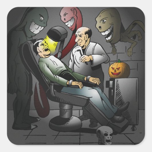 Een Halloween nacht bij de tandarts Sticker (Voorkant)
