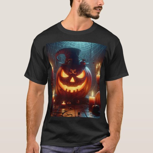 Een Halloween pompoen gebruikt het pet met kaars T-shirt (Voorkant)