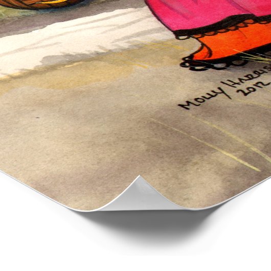 Een Halloween Stroll Fantasy Witch Black Cats Post Poster (Hoek)