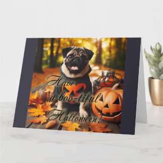 Een halloween voor een pug hond kaart