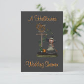 "Een Halloween Wedding Shower" — heks/Street Sign. Kaart (Staand voorkant)
