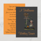 "Een Halloween Wedding Shower" — heks/Street Sign. Kaart (Voorkant / Achterkant)
