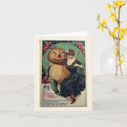 Een Halloween-wens Gobelins Vintage Kaart (Gele Bloem)