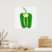Een halve groene Bell Pepper. Poster (Keuken)