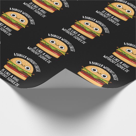 Een hamburger zonder kaas Grappig eten Pun donker  Cadeaupapier (Hoek)