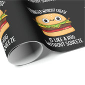 Een hamburger zonder kaas Grappig eten Pun donker  Cadeaupapier (Rol Hoek)