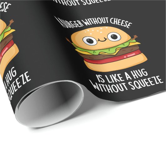 Een hamburger zonder kaas Grappig eten Pun donker  Cadeaupapier (Rol Hoek)