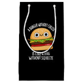 Een hamburger zonder kaas Grappig eten Pun donker  Klein Cadeauzakje (Voorkant)