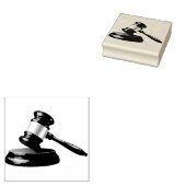 Een hamer en geluidsblok rubberstempel (Gestempeld)