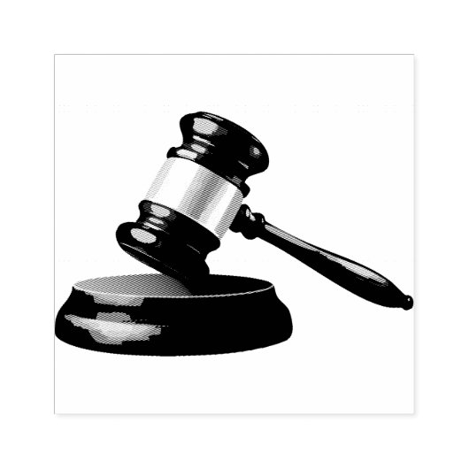 Een hamer en geluidsblok rubberstempel (Afrduk)