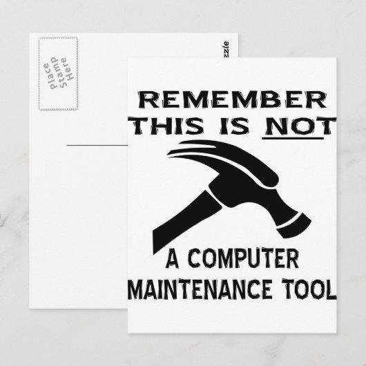 Een hamer is geen hulpmiddel voor computeronderhou briefkaart (Voorkant / Achterkant)