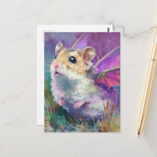 Een Hamster Draak Briefkaart (Voorkant / Achterkant in situ)