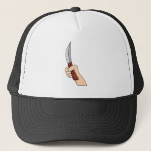 Een hand die een mes vasthoudt trucker pet