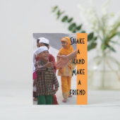 Een hand schudden Maak een vriend Briefkaart (Staand voorkant)