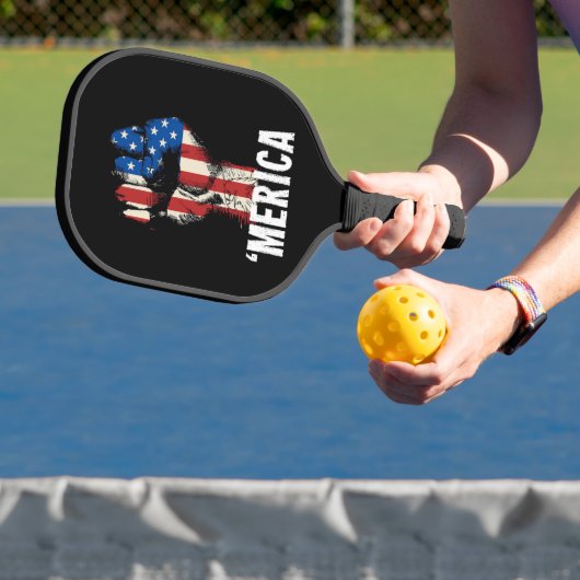 Een hand vuist Amerikaanse vlag 'America' Pickleball Paddle (Insitu)