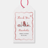 Een handgetekende Italiaanse rode Vrijgezellenfees Cadeaulabel (Voorkant)