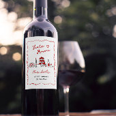 Een handgetekende Italiaanse rode Vrijgezellenfees Wijn Etiket