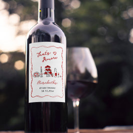 Een handgetekende Italiaanse rode Vrijgezellenfees Wijn Etiket