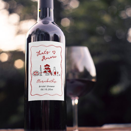 Een handgetekende Italiaanse rode Vrijgezellenfees Wijn Etiket