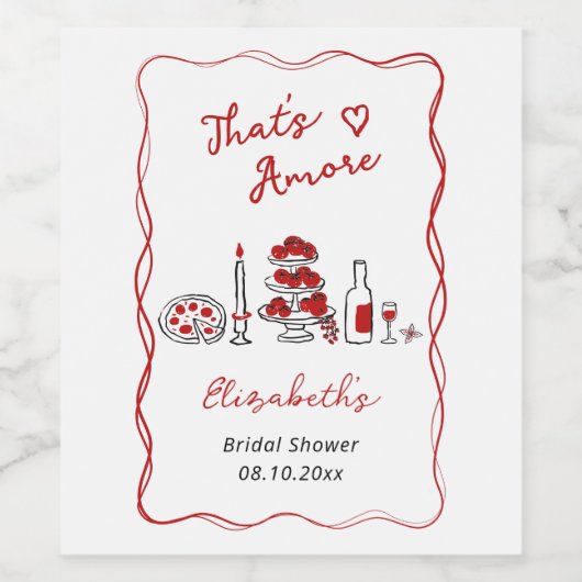 Een handgetekende Italiaanse rode Vrijgezellenfees Wijn Etiket (Enkel label)