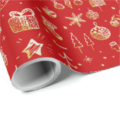 Een handgetekende kerst cadeaupapier (Rol Hoek)