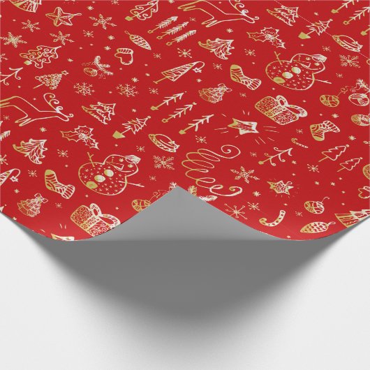 Een handgetekende kerst cadeaupapier (Hoek)