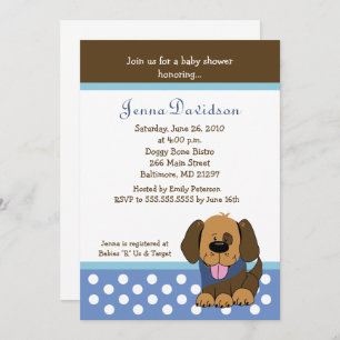 Een handige puppy Dog Baby Boy Shower 5x7 Kaart