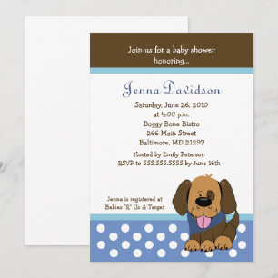 Een handige puppy Dog Baby Boy Shower 5x7 Kaart