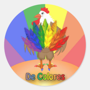 Een handige Rooster met De Colores Ronde Sticker
