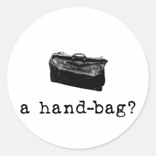 Een handtas? ronde sticker (Voorkant)