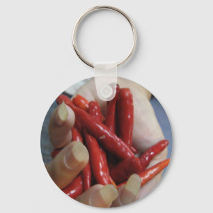 Een handvol chili's sleutelhanger