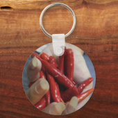 Een handvol chili's sleutelhanger (Voorkant)