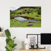 Een hanger met kleine houten bank poster (Thuiskantoor)