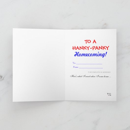 Een Hanky-Panky thuiskomst Kaart (Binnen)