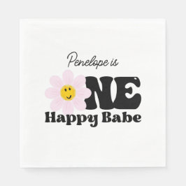 Een Happy Babe First Birthday Paper Napkins Servet